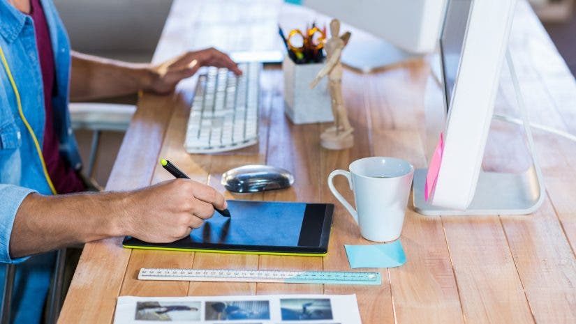 Businessman working with digitizer