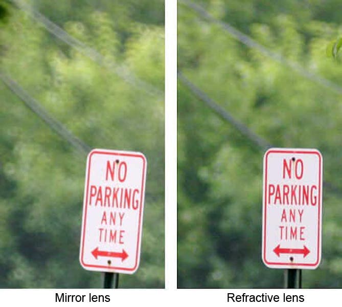 Bokeh comparison between images taken with mirror lens and refractive lens