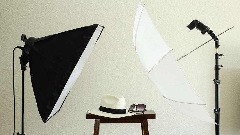 soft box and umbrella lighting