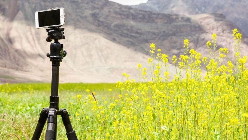 iphone tripod field mountains