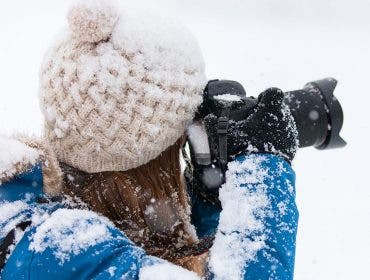 woman photographer in snow