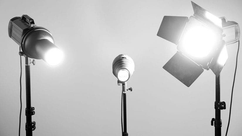 studio lights gray background