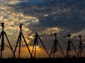 tripods sunset
