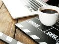 laptop coffee cup movie clapper