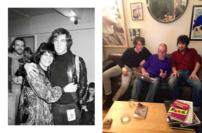 Left: Danny Fields with Linda Stein in London, 1977. Right: Danny Fields today. Photos courtesy of Danny Fields.