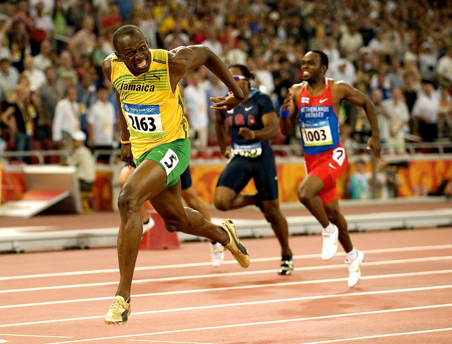Shot on a D3 with a Nikon 70mm-200mm f2.8 G AF-S VR 1/1250th at f2.8 2000 ISO I noticed that whenever Usain Bolt was going for a record, as he crossed the line he would look straight at the timing clock. So I started sitting down right next to it. This is when he broke the world record in the 200 metre final in Beijing and it appears that he’s looking directly at me. In fact, every time he broke a world record I was always the first person he saw!"