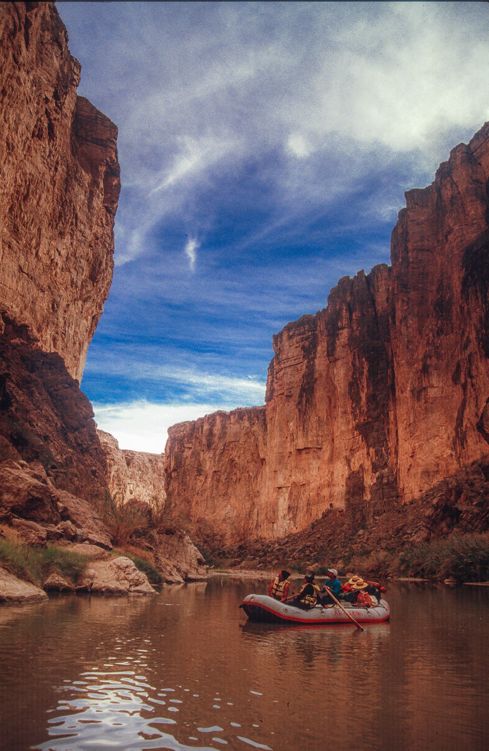 To get a true sense of the steep canyon walls in Big Bend National Park, there’s no substitute for getting on a dingy and floating on the Rio Grande. I included the people in a nearby boat as a foreground elemenbt to give the canyon scale and a human touch.