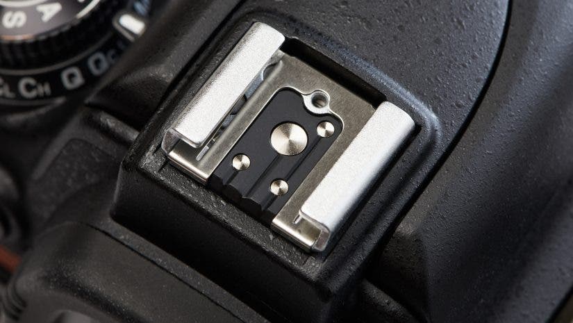 Hot shoe for a DSLR camera.