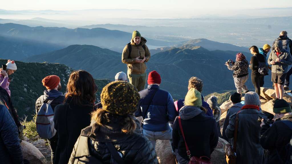 Photo by Liz Daza. Chris Burkard leads a photography workshop in Running Springs, California as part of Yeah Field Trip.