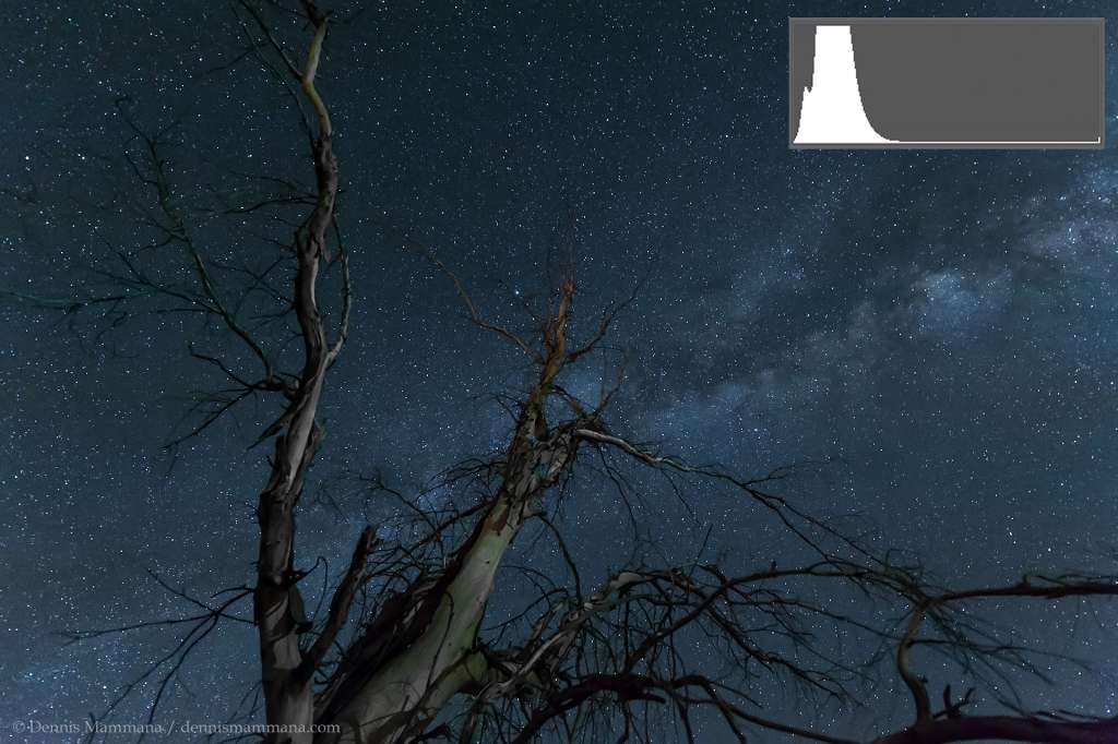 how to shoot the night sky, histogram