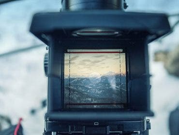 viewfinder of a medium format camera
