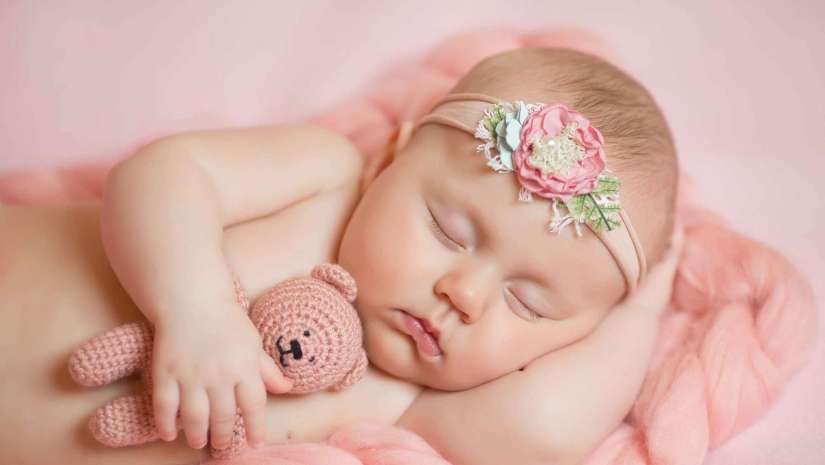 Sleeping Baby Girl Newborn Photography