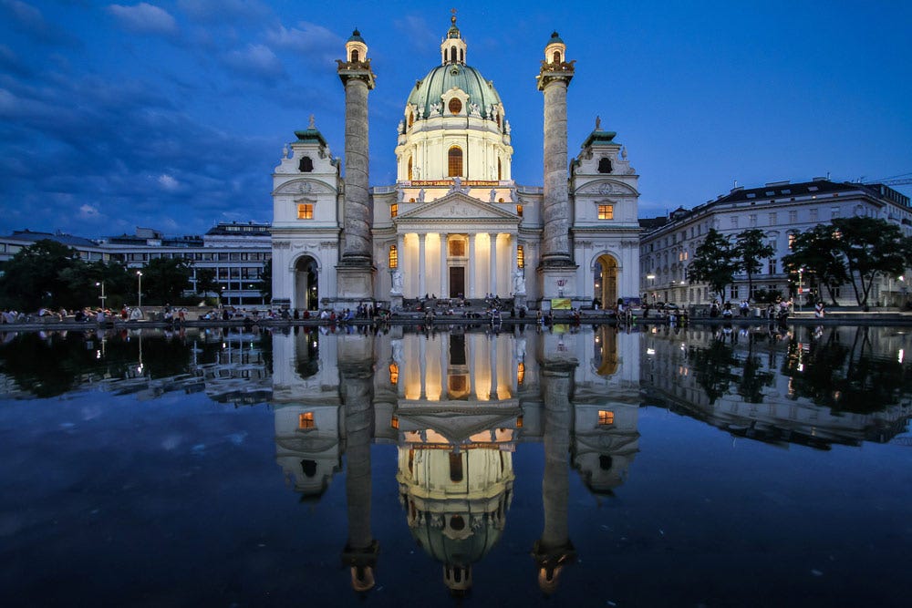 St. Charles Church Vienna Austria Symmetrical Mirror Image