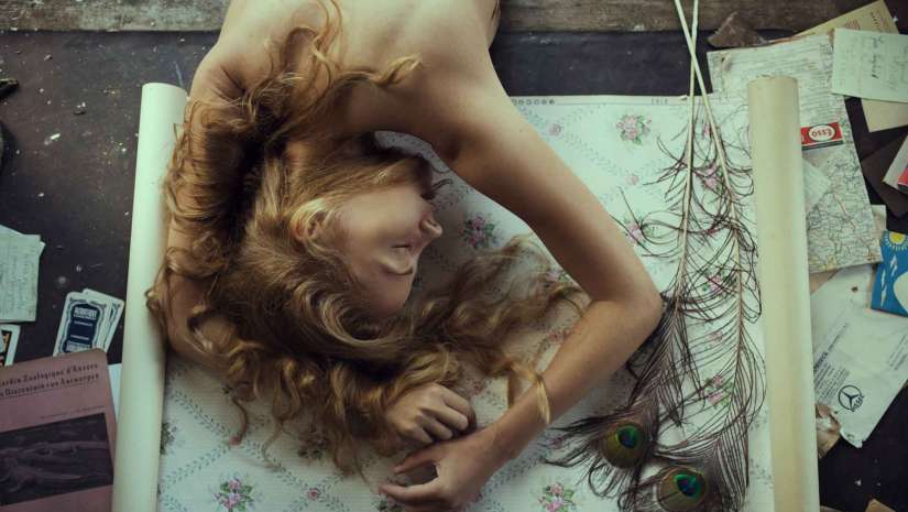 feminine beauty sleep on wrapper