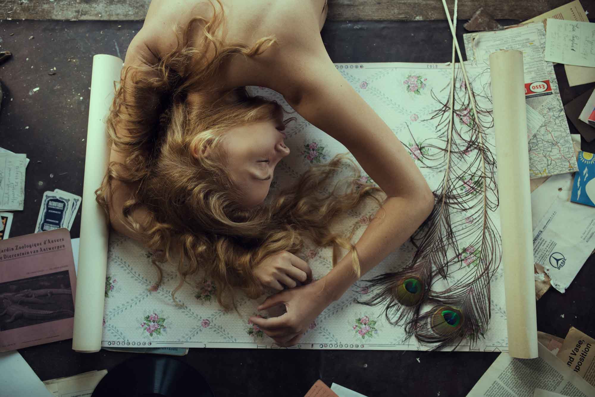 feminine beauty sleep on wrapper