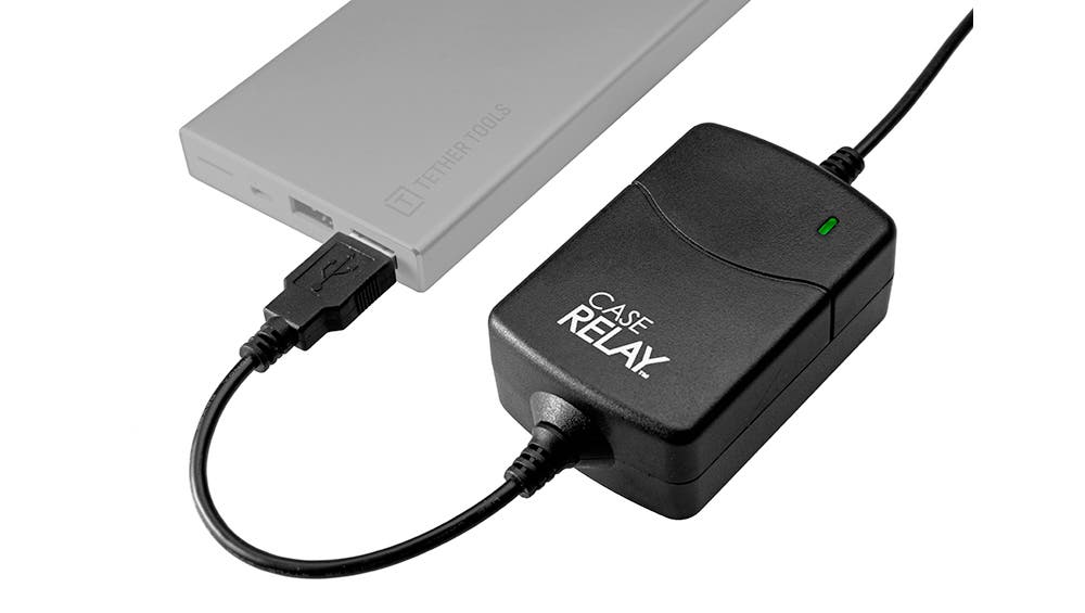 Case Relay Camera Power System Connected To External USB Battery Pack