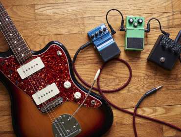 Guitar and Effects Pedals On The Floor
