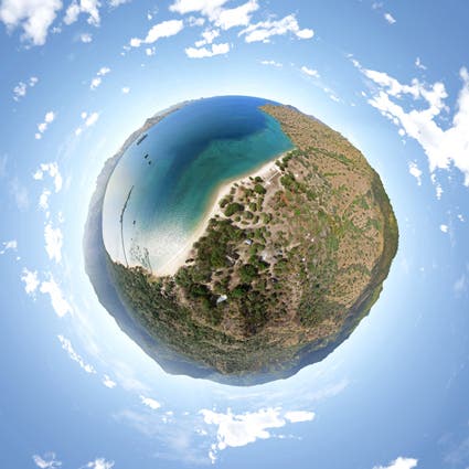 360 Camera View of Beach