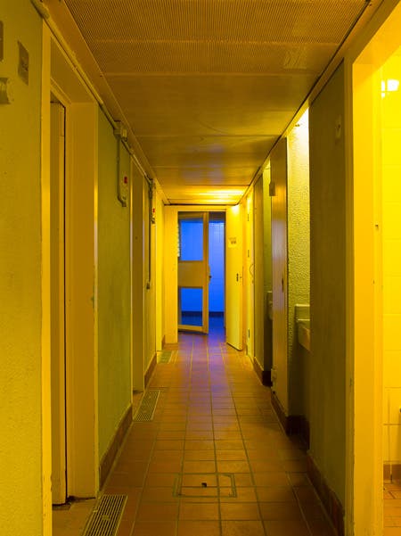 dim hallway medium format photography