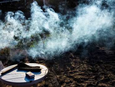 smoke burning grass