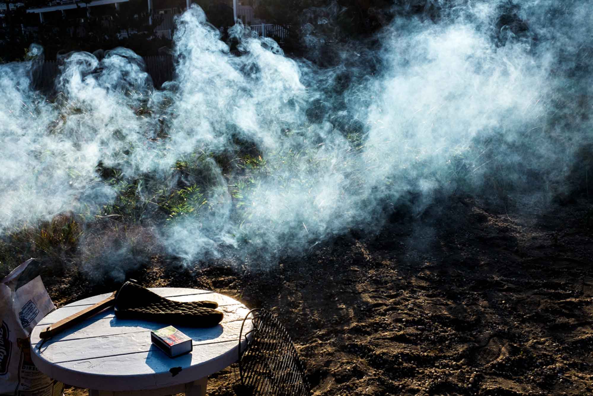 smoke burning grass
