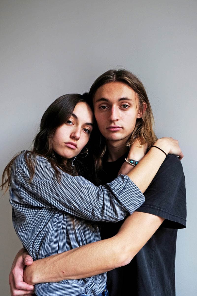 couple hugging in portrait