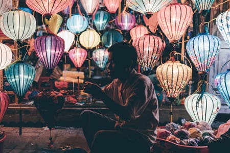 man making lantern travel photography