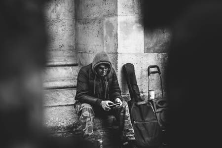 male wearing hoodie jacket street photography