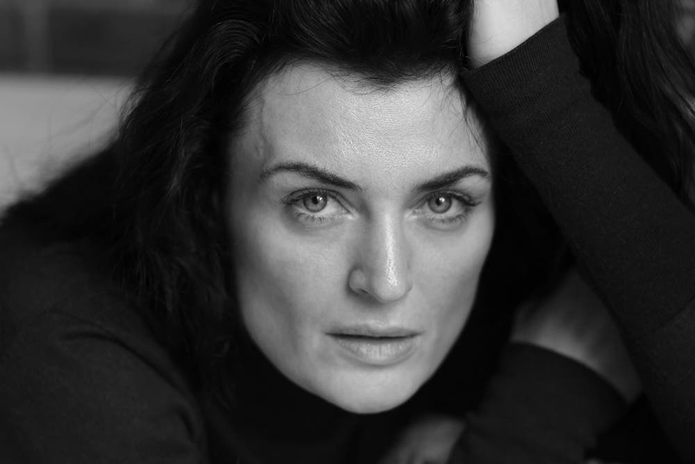 black and white portrait of female model
