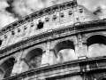 Monochrome black and white photo of Colosseum in Rome