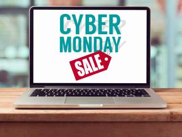 cyber monday deals sign on laptop monitor