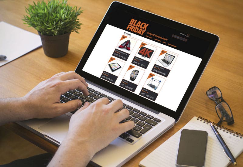 browsing online retailer page for black friday deals