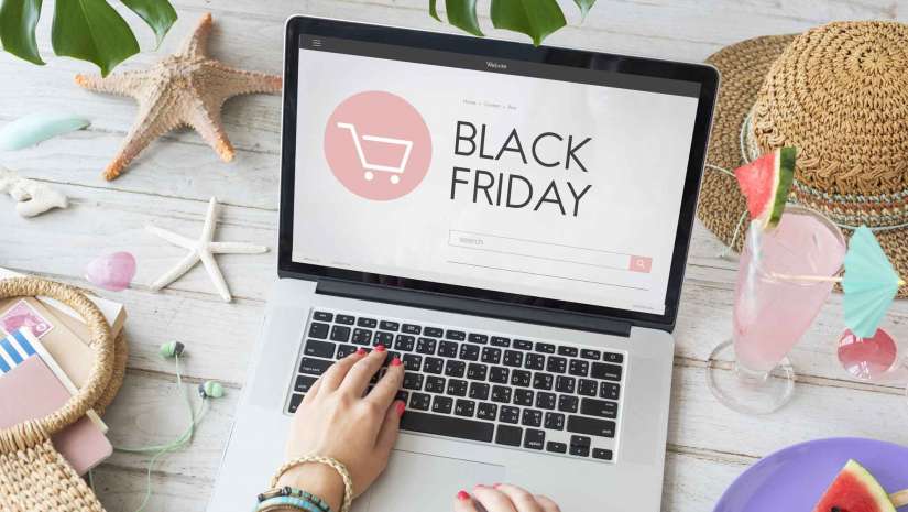 black friday deals sign on laptop monitor