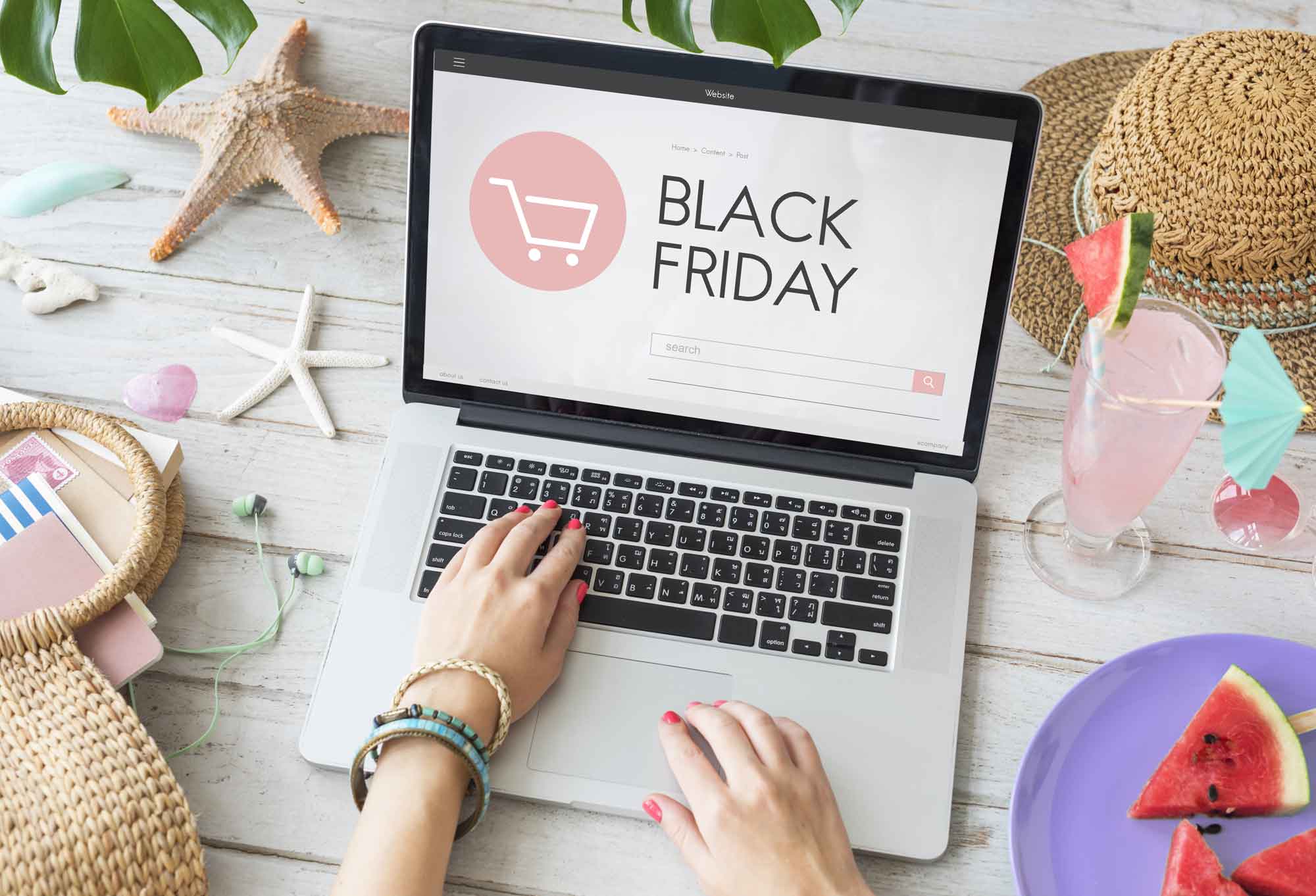 black friday deals sign on laptop monitor
