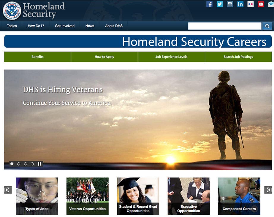 Department of Homeland Security job page.