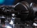 Black Sennheiser DJ headphones on mixer