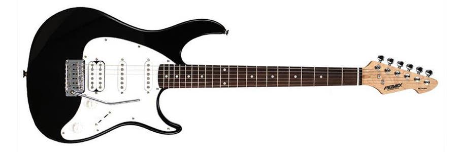 Peavey Raptor Electric Guitar black body and white pickguard with tremolo bar