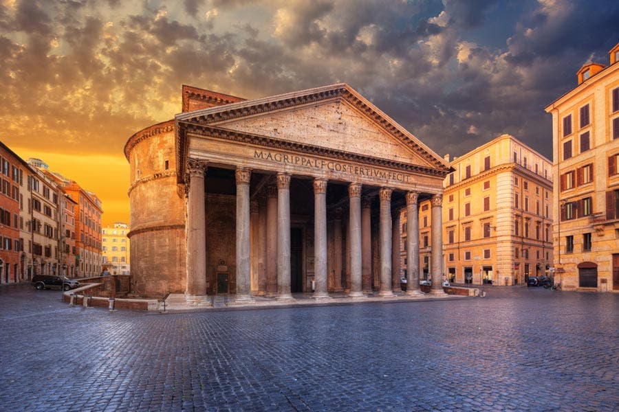 Outdoor shot of the Pantheon in Rome, Italy