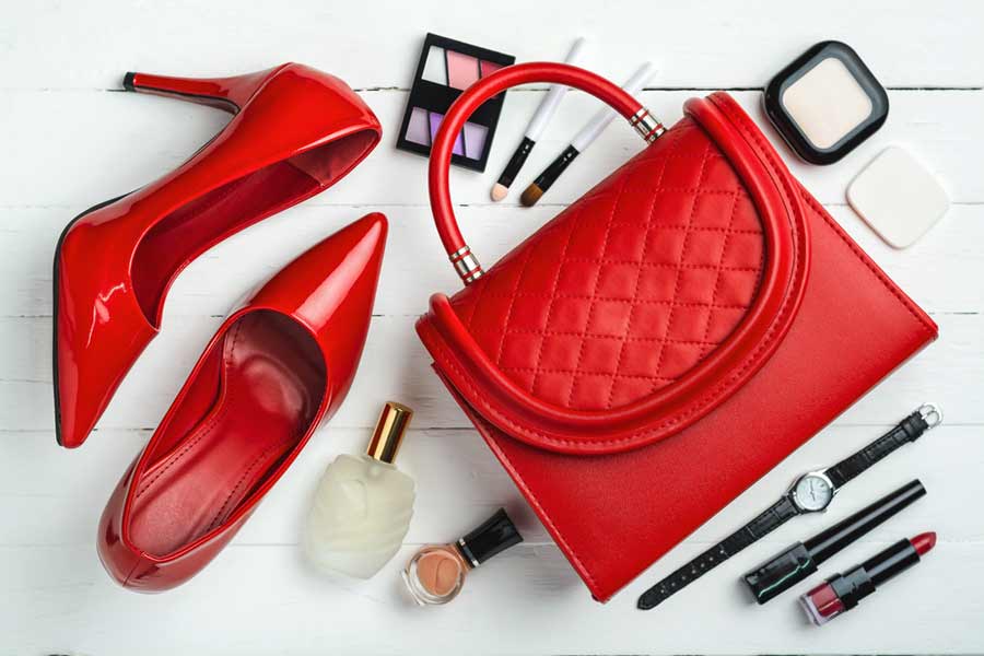 product photography shot of female accessories and cosmetics
