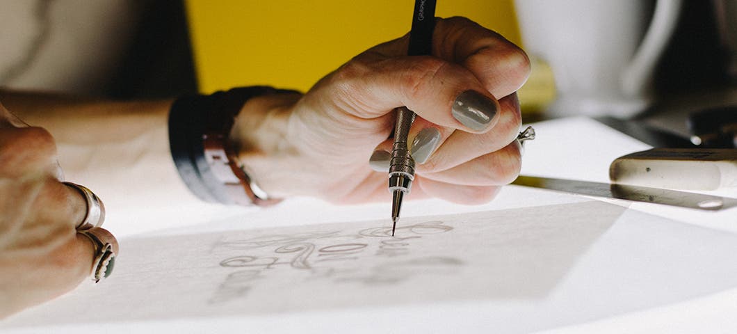 creative woman drawing