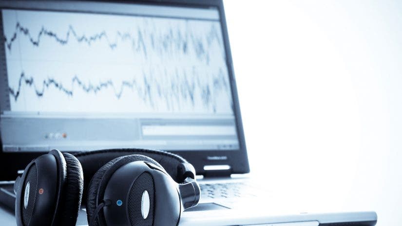 Music production software loaded on laptop