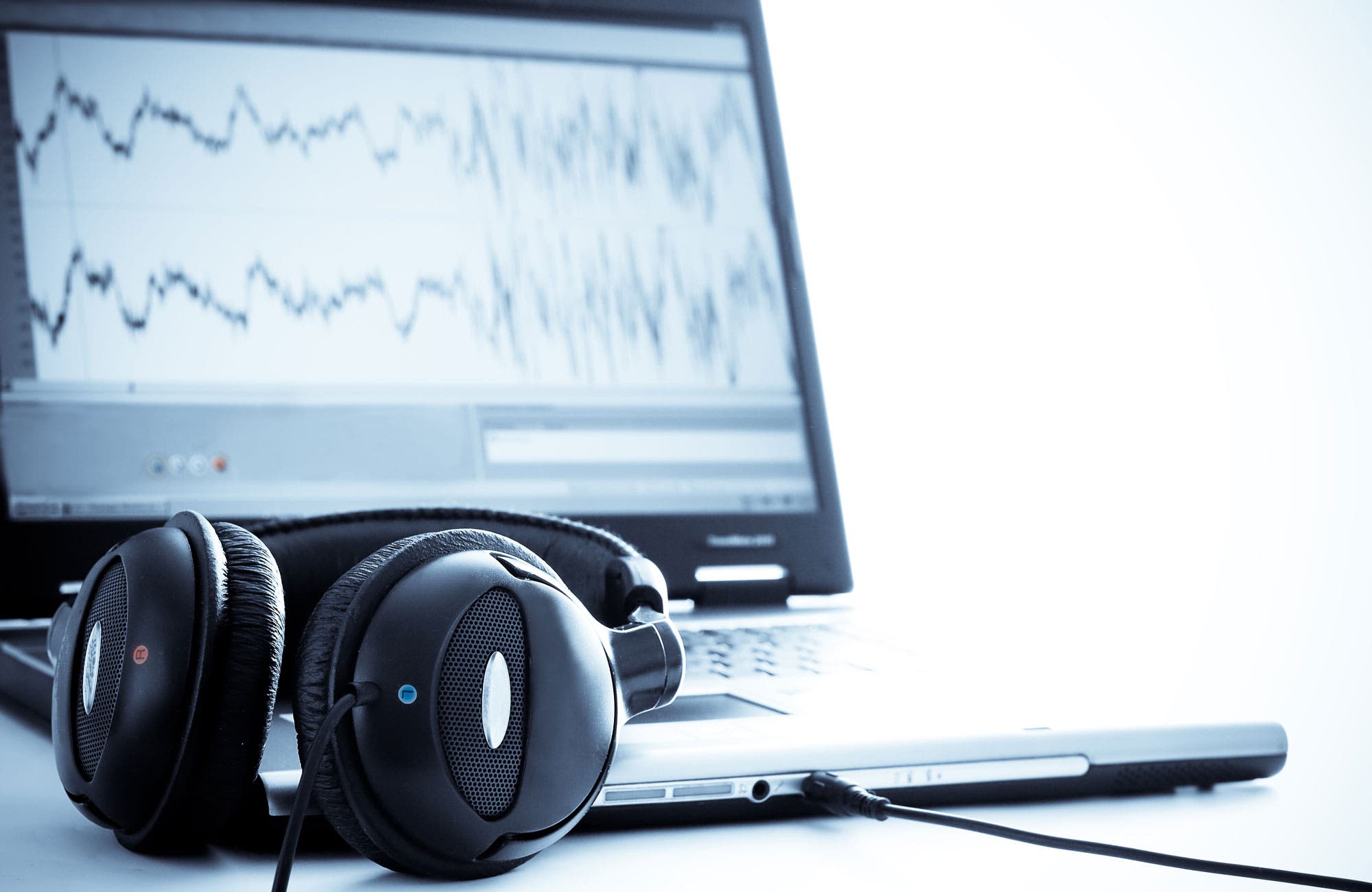 Music production software loaded on laptop