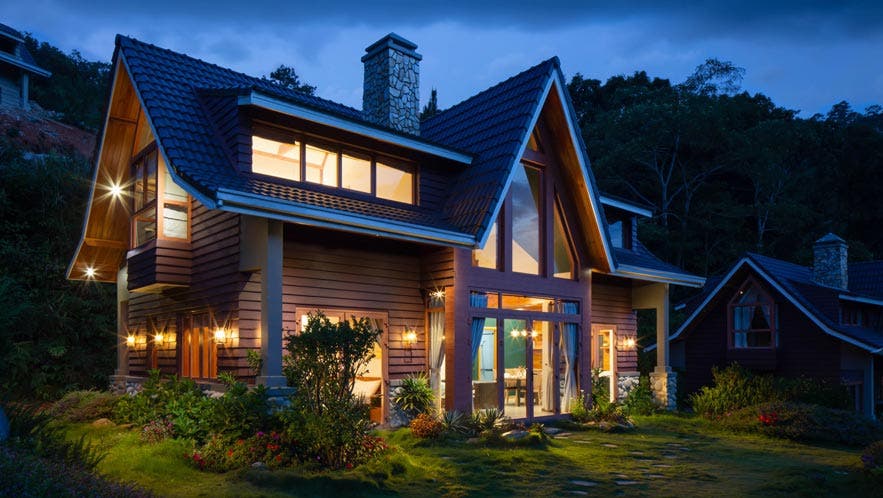 real estate photography house at night