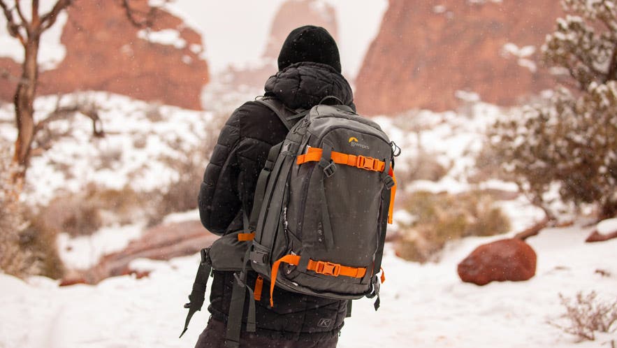 travel backpack with camera compartment