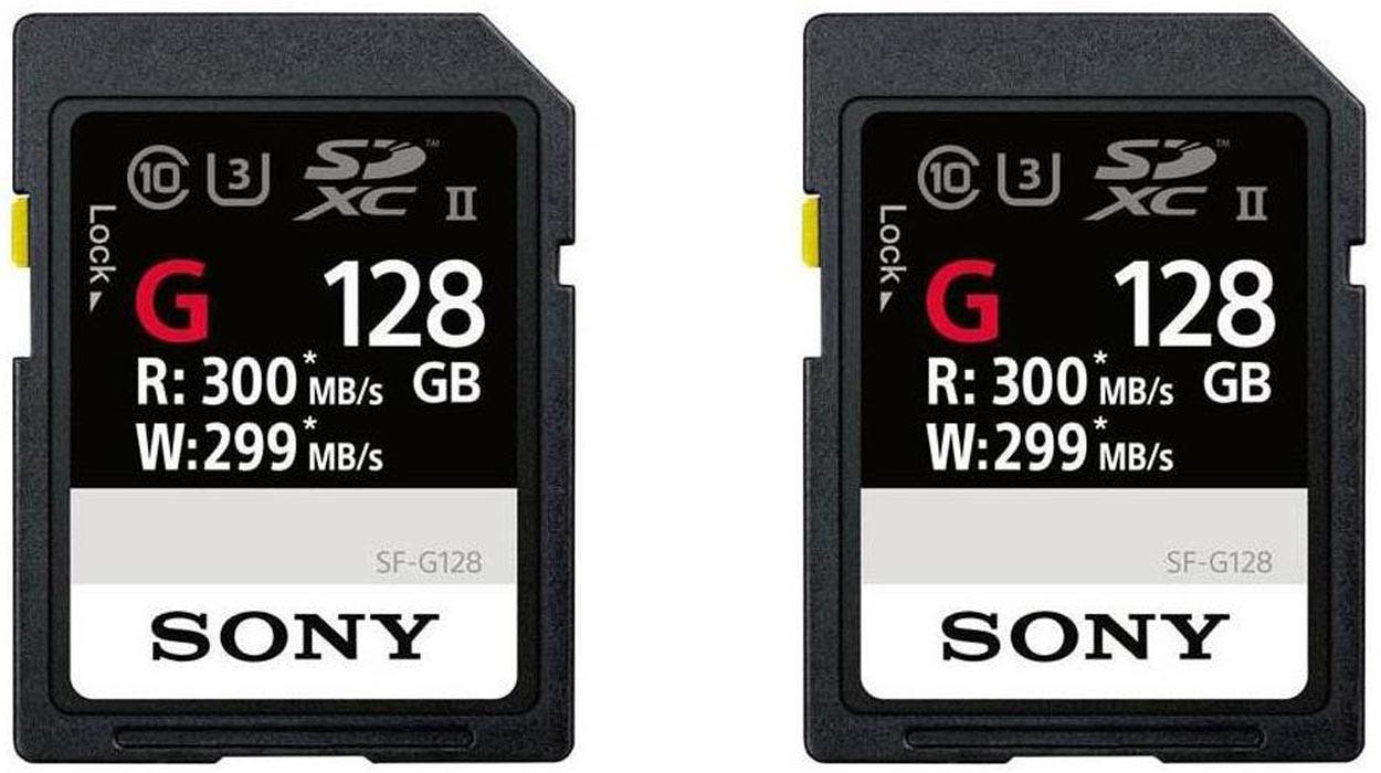 Sony 2 Pack 128GB SF-G Series UHS-II U3 Class 10 SDXC Memory Card, Maximum 300 MB/s Read