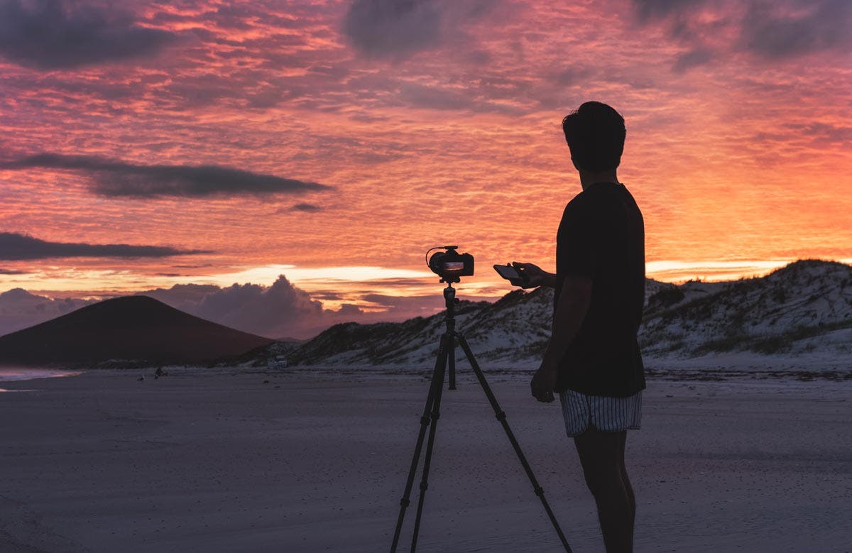 Syrp Genie Micro on camera landscape photographer sunset
