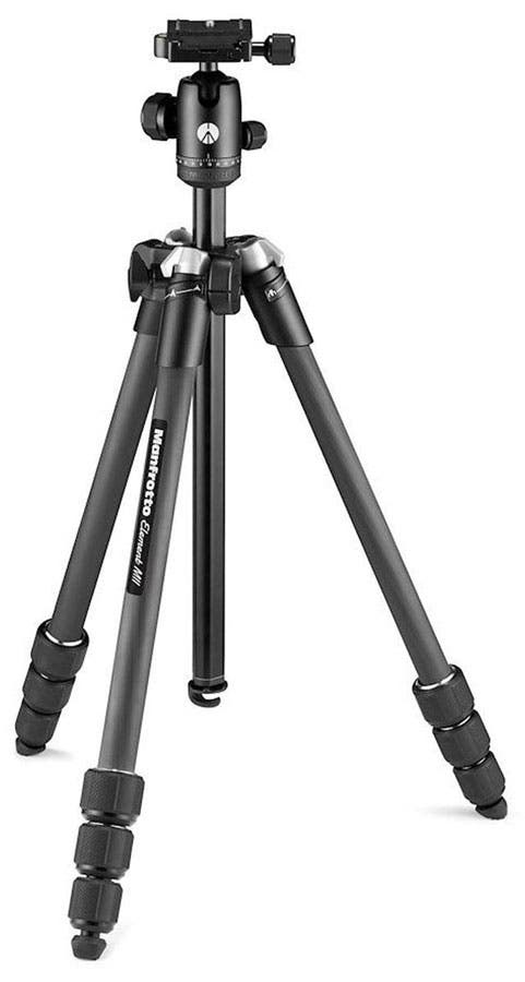 Manfrotto Element MII Mobile Bluetooth Carbon Fiber Traveler Tripod, Black