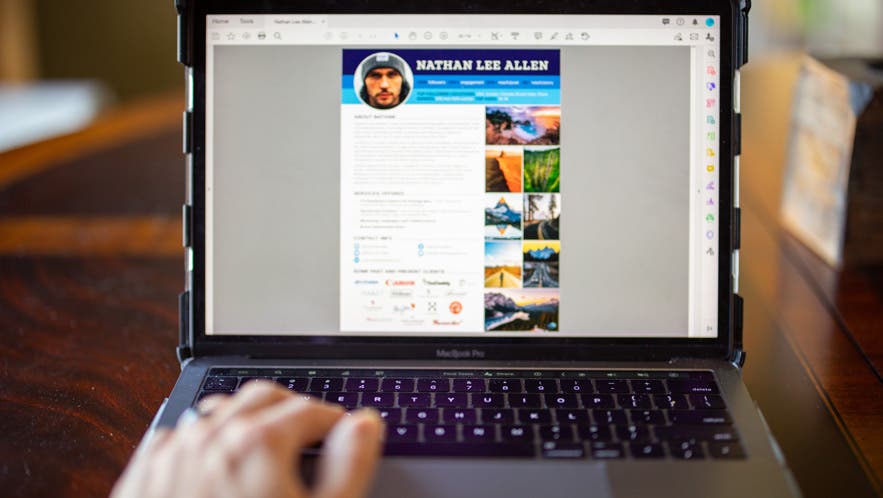 professional photographer influencer media kit on laptop