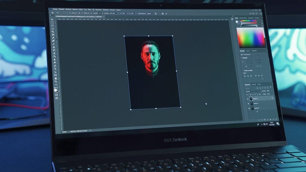 photo editing portrait on computer