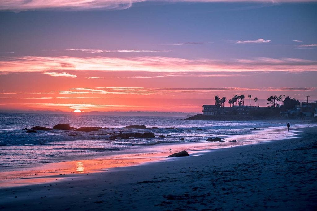 sunset on the beach asymmetrical balance in photography